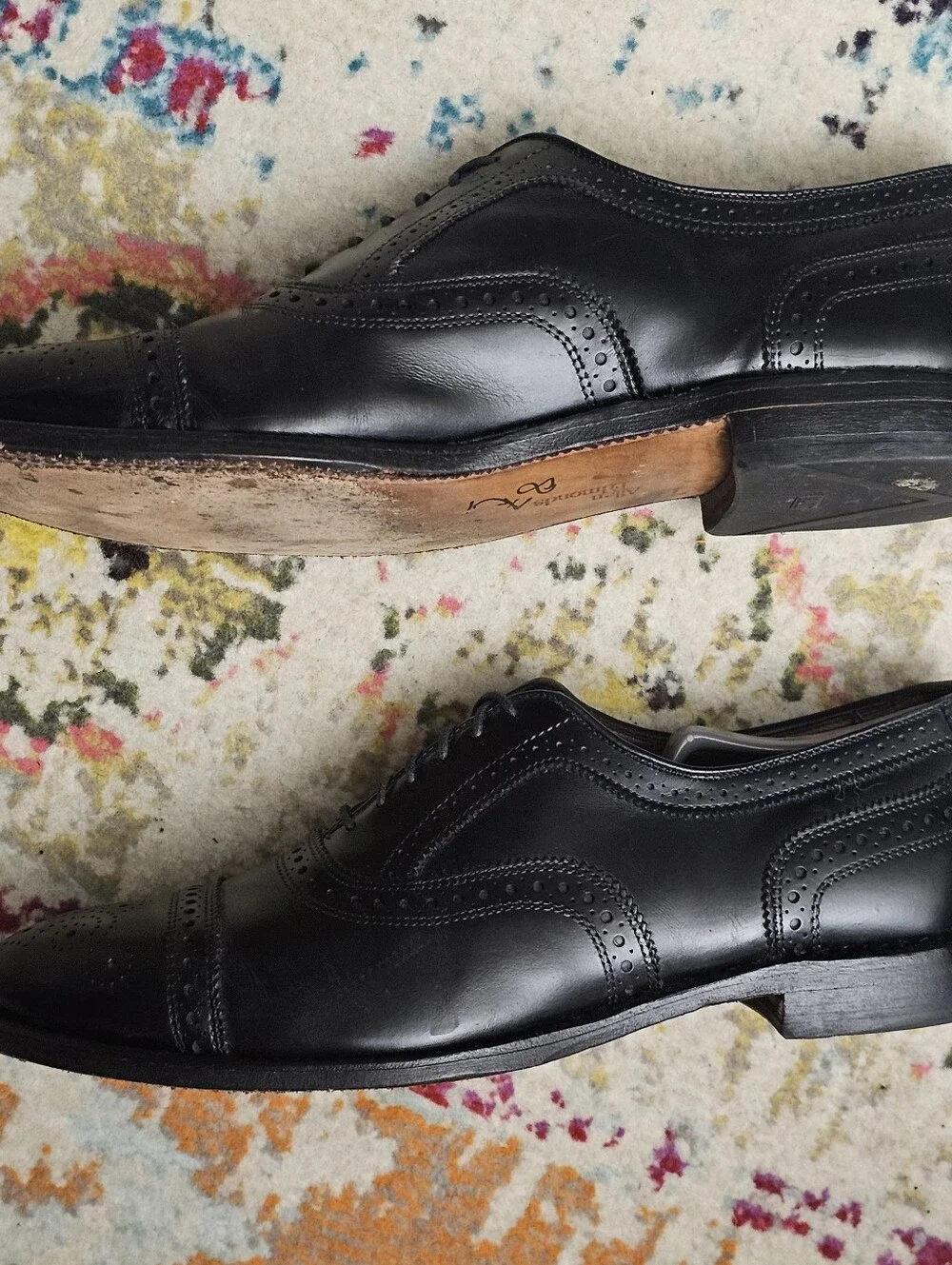 Allen Edmonds Strand Cap Toe Brogue Oxfords Size 10.5 D Black Dress Shoes